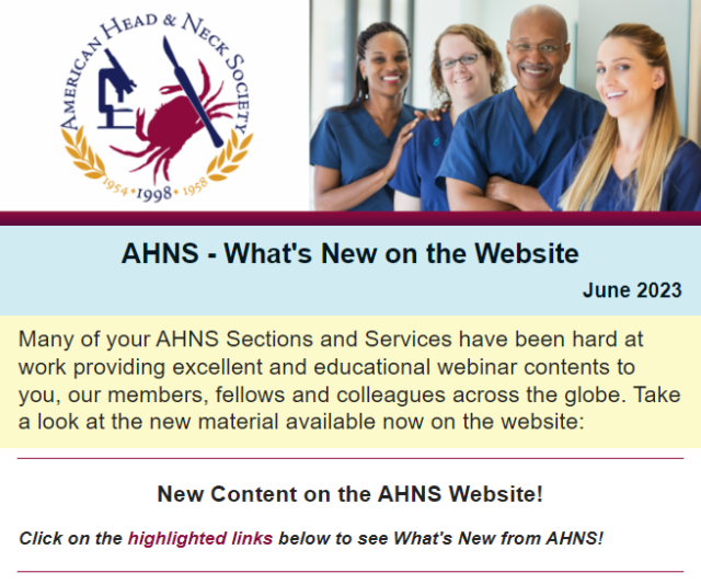 What's New on AHNS.info June 2023 American Head & Neck Society